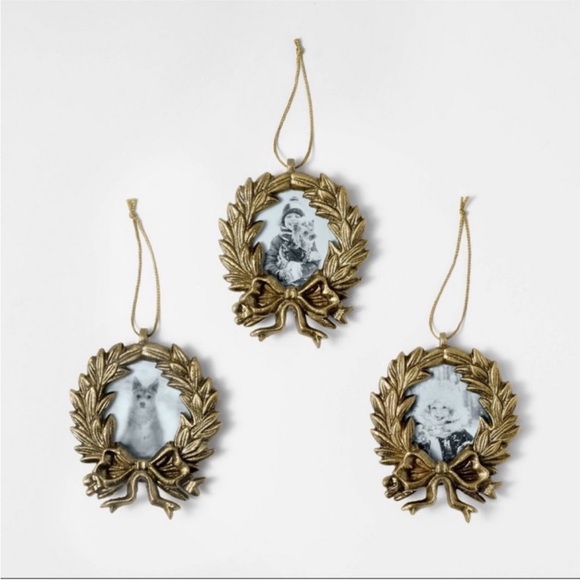 Studio McGee Other - Set of 3 Gold Wreath Picture Frame Christmas Ornaments - Threshold Studio McGee
